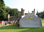 tent outside castle